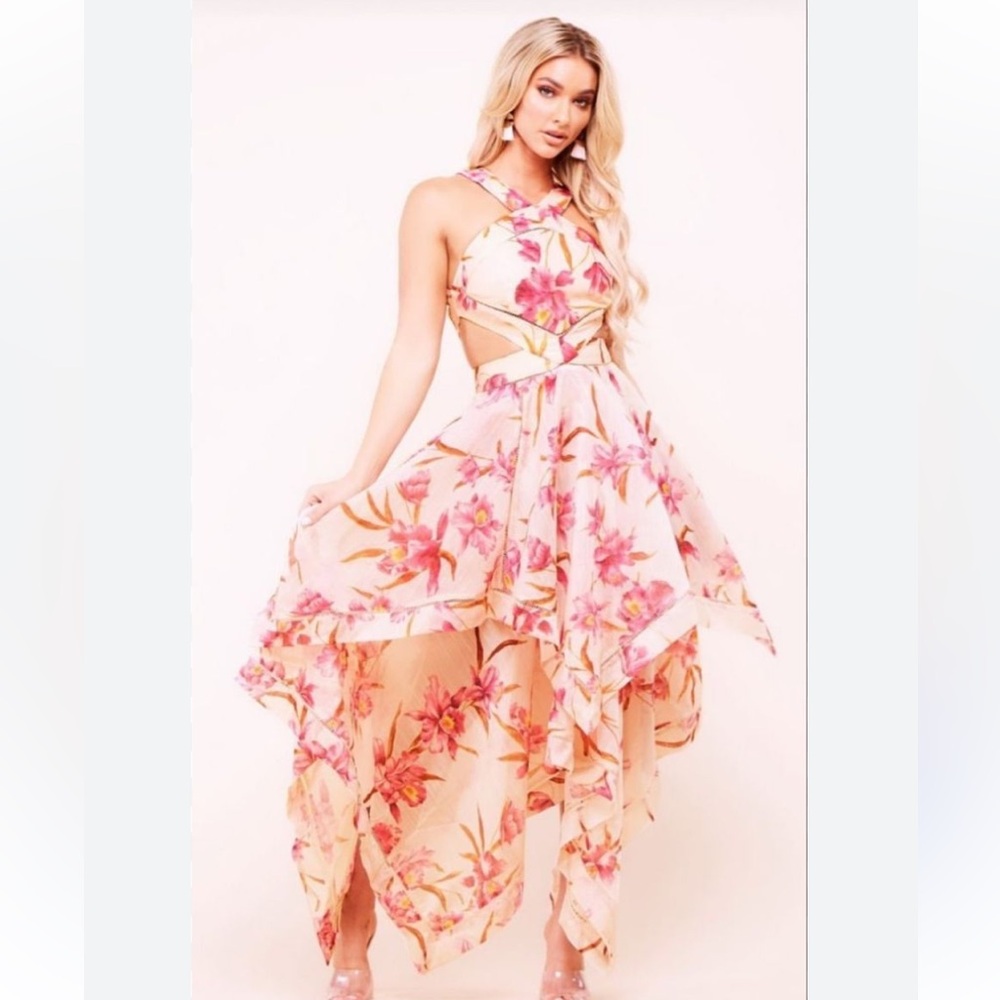L'ATISTE Floral Pink and Cream Dress